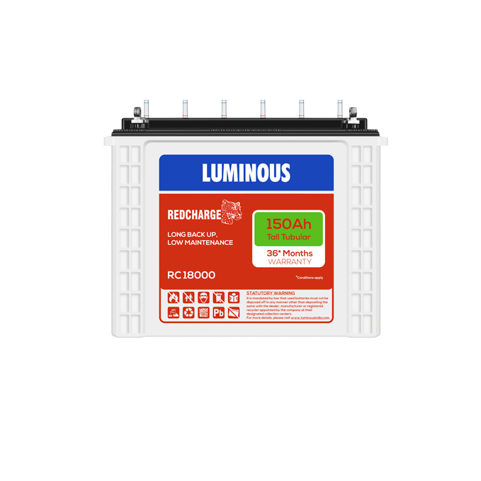 Luminous Red Charge RC 18000 150 Ah,Tall Tubular Inverter Battery for Home, Office & Shops