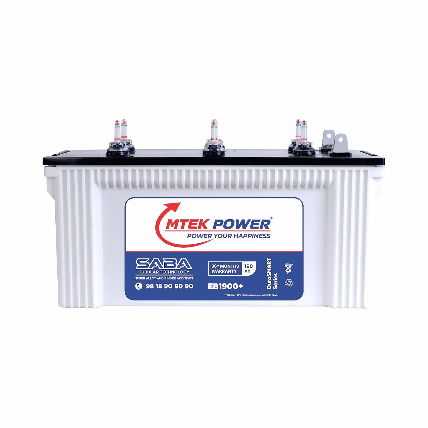 MTEKPOWER Durasmart Eb1900+ 160Ah/12V Tubular Inverter Battery For Longer Battery Life of Home, Office & Shops Use 