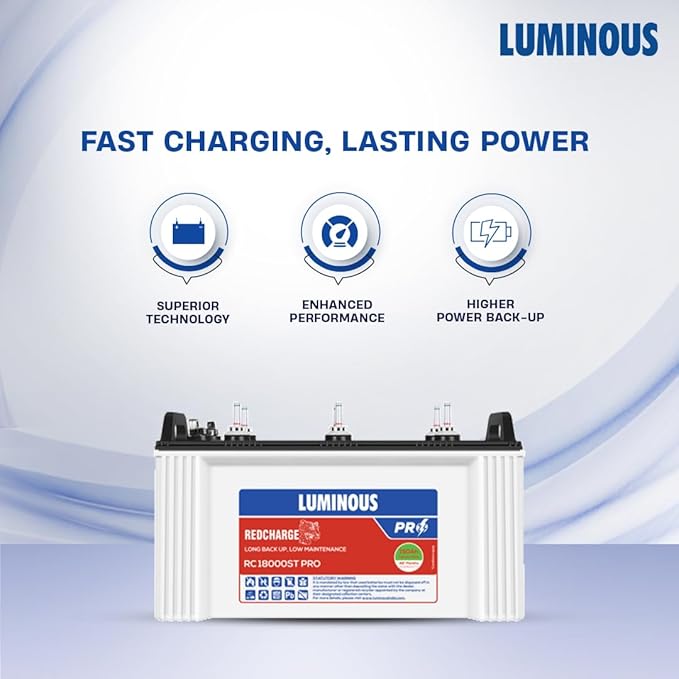 Luminous Inverter & Battery Combo - Power Sine 800 Pure Sine Wave 700VA/12V Inverter + RC18000ST PRO 150Ah Short Tabular Battery for Home, Office & Shops | 36M Inverter & 48M Battery Warranty